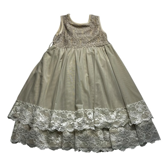 Mustard Pie Mabel Dress Girls Size 4T Color Bisque Lace - Picture 5 of 7
